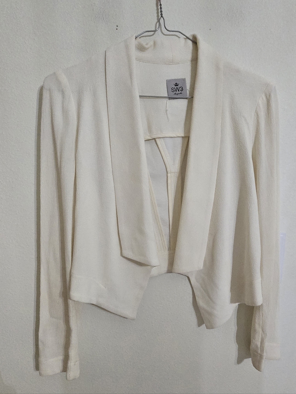 SW3 Bespoke Cream Draped Shawl-Collar Jacket